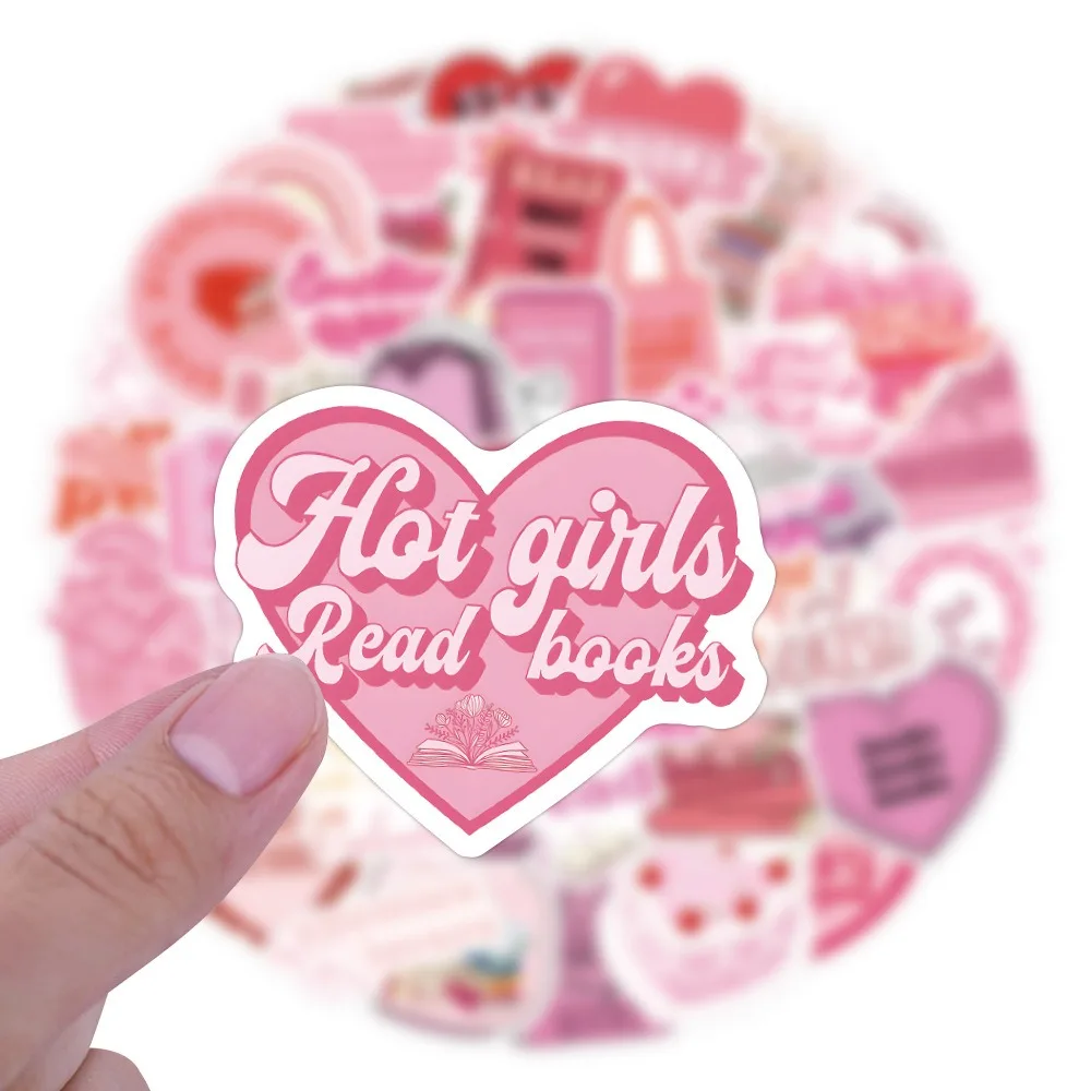 10/30/60pcs Roze Bookish Stickers Leesboek Decals voor DIY Notebook Scrapbooking Laptop Telefoon Waterfles koffer