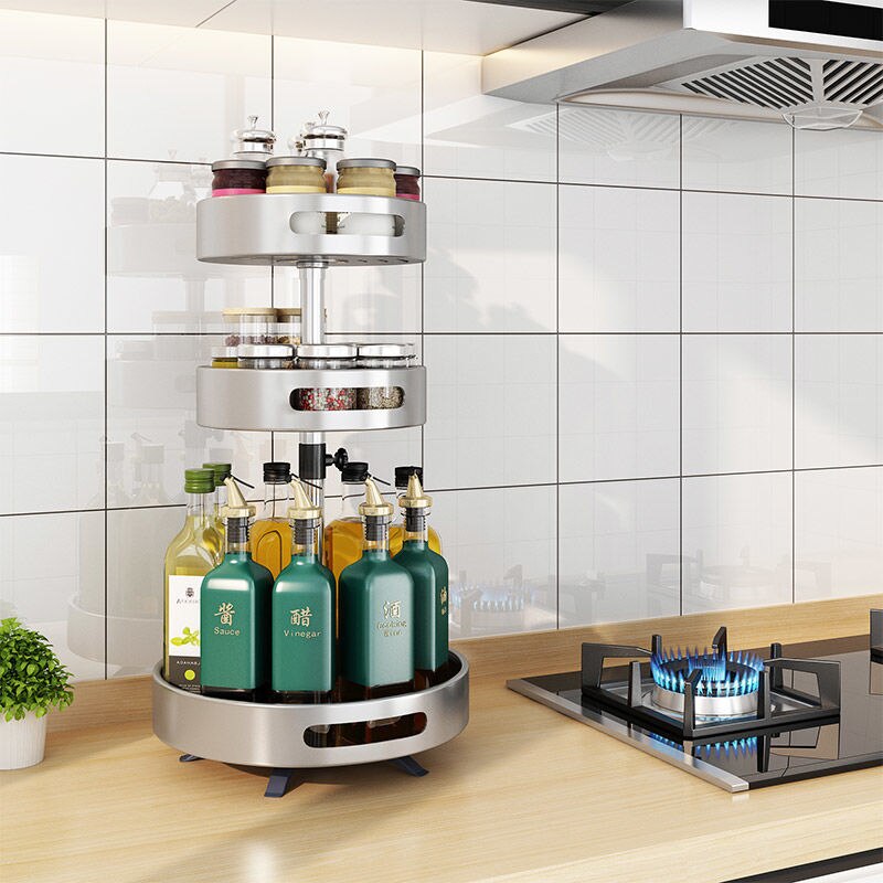 Rotating Kitchen Seasoning Rack Table Top Table Top Seasoning Corner Oil Salt Sauce Vinegar Shelf Storage Artifact