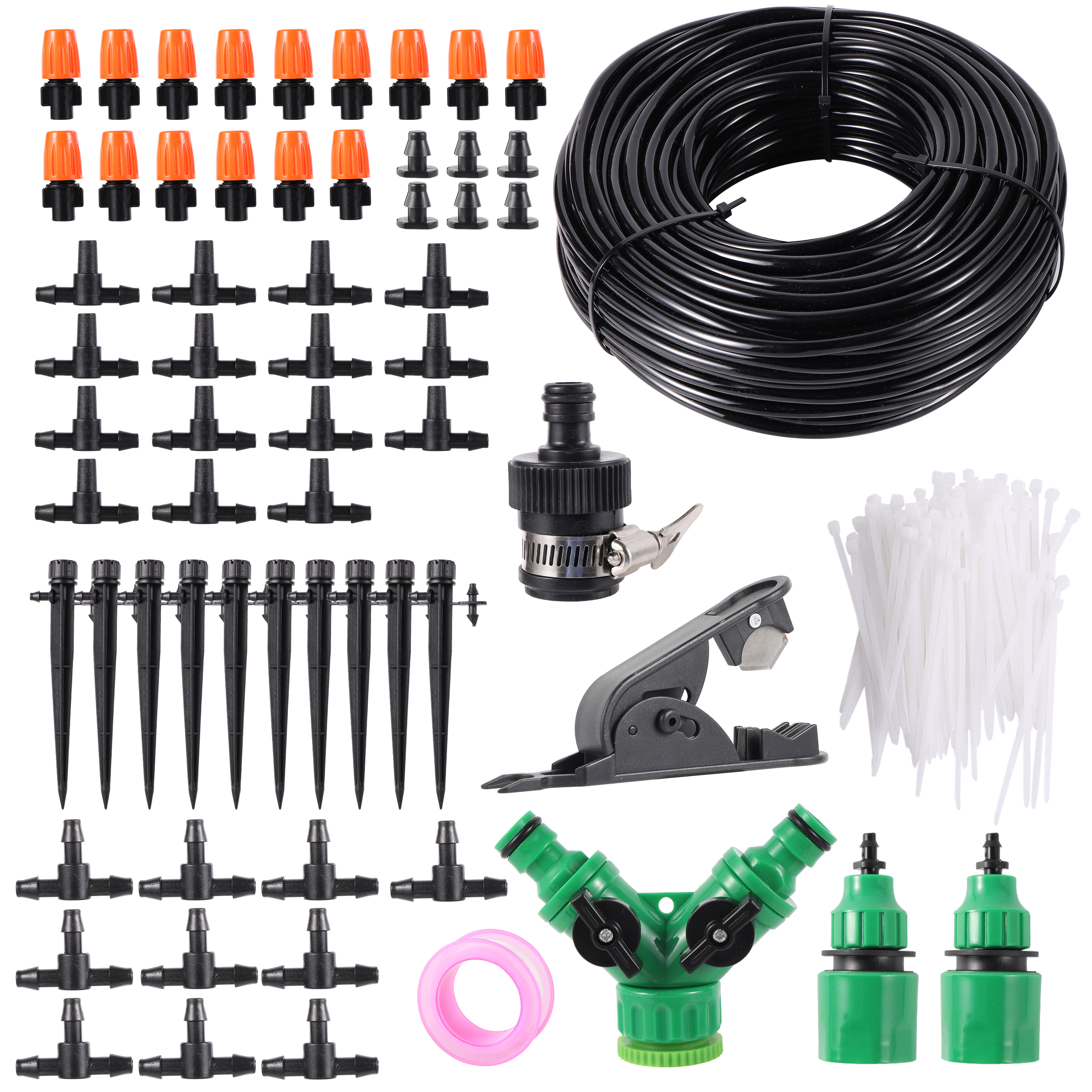 Garden Irrigation Misting System Sprayer Kit Cooling Dust Removal Atomized Landscaping Nozzle Kit 5/10/15/20/25m 4/7mm Hose