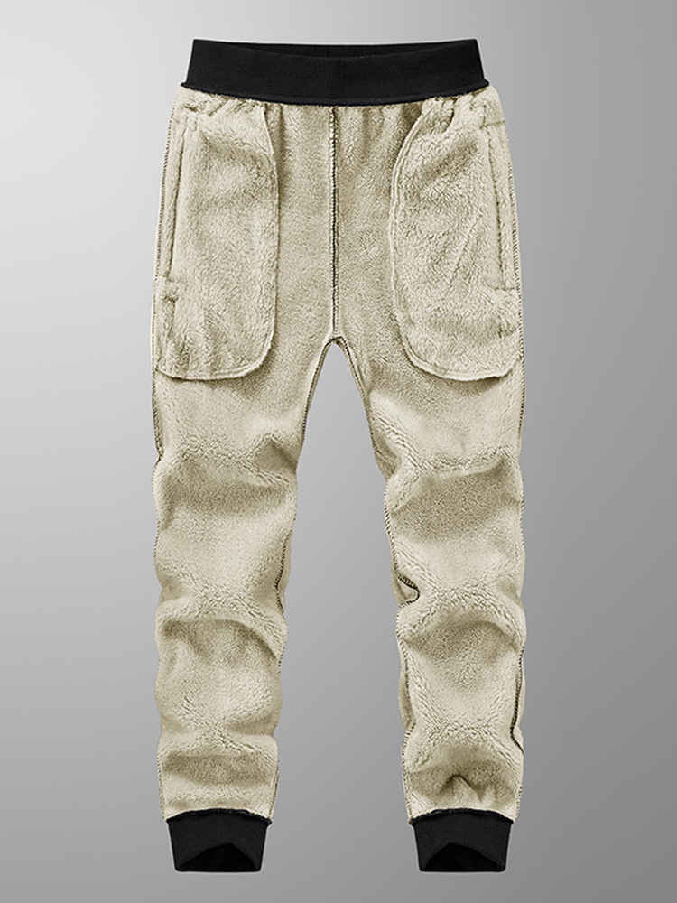 Pantalones de chándal de invierno para hombre, pantalones de chándal gruesos y cálidos de lana, ropa deportiva con bolsillos y cremallera, pantalones de chándal informales de algodón de talla grande 6XL 7XL 8XL