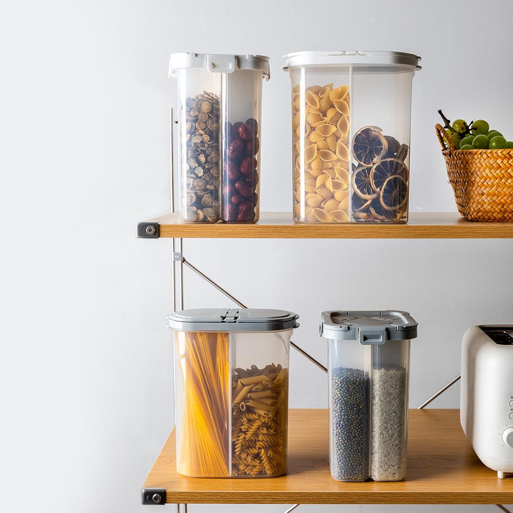 MDZF SWEETHOME2600m Four-Compartment Cereal Containers Storage Containers With Lids Removable Partition Pasta Storage Containers