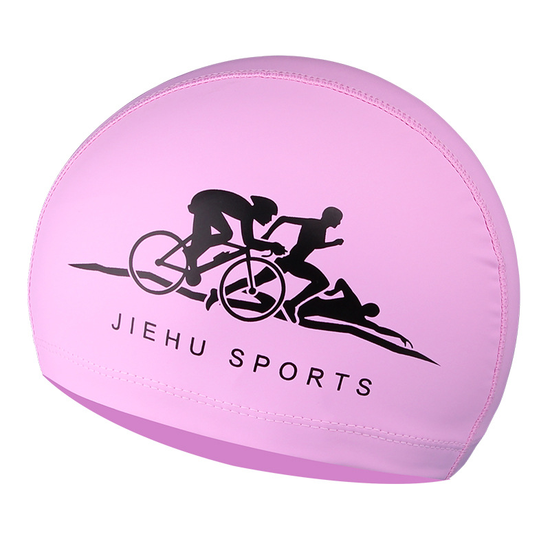 Casquette de natation pour Sports aquatiques, cheveux longs, Super élastique, utilisé pour femmes et hommes adultes: Pink Triathlon