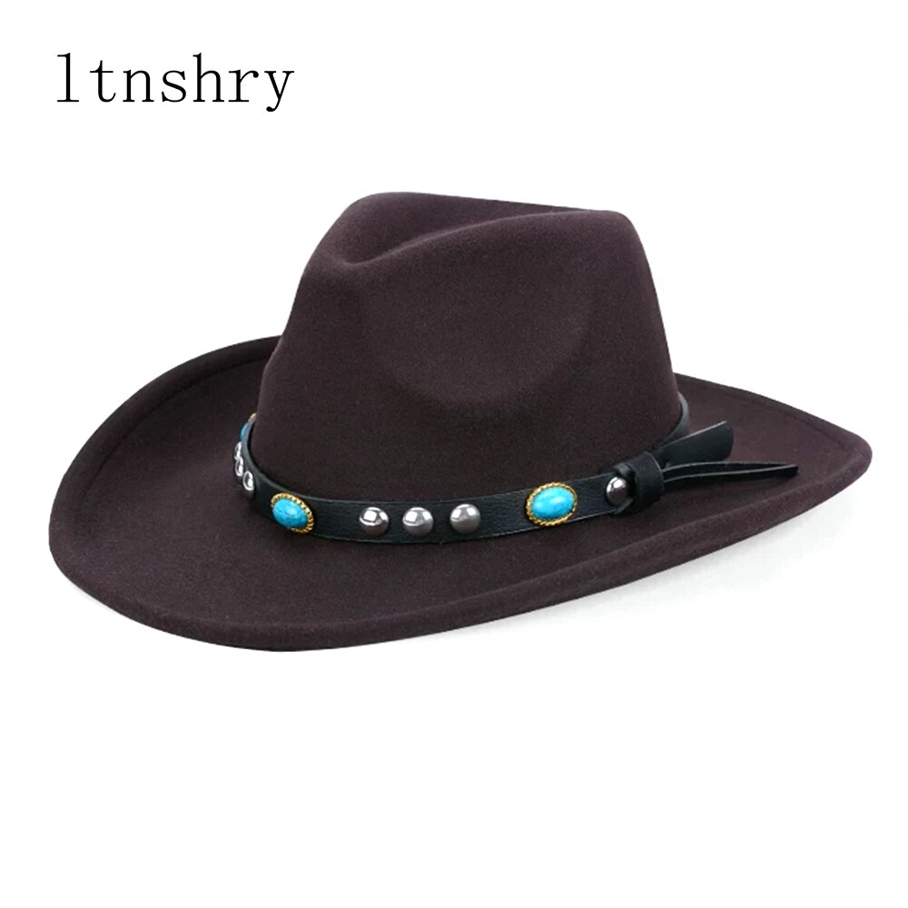 Autumn Winter Jazz Fedora Sunhat Men Women Felt Hats Belt Band Western Cowboy Hat Black Trilby Bowler Hat for Unisex Gorra
