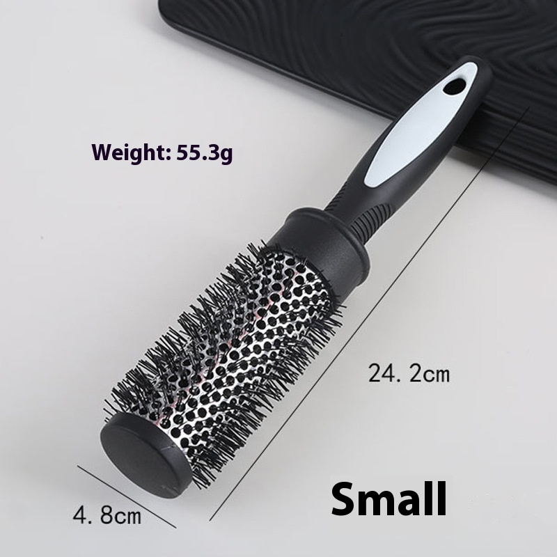 Thermisches Rundbürsten-Set mit Rutschfestem Griff, Nylonborsten, Friseur-Lockenroller, Kamm für Föhn-Styling und Volumen: schwarz