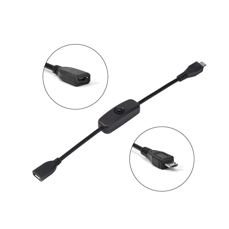 Raspberry Pi power button switch line Micro USB female to male extension adapter 27CM 5V 2.5A