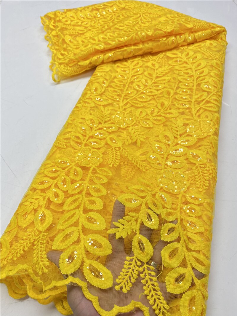 African Net Lace Fabric Heavy Sequines Lace French Mesh Lace Fabric For Wedding Party Dress Sewing YA3812B-1