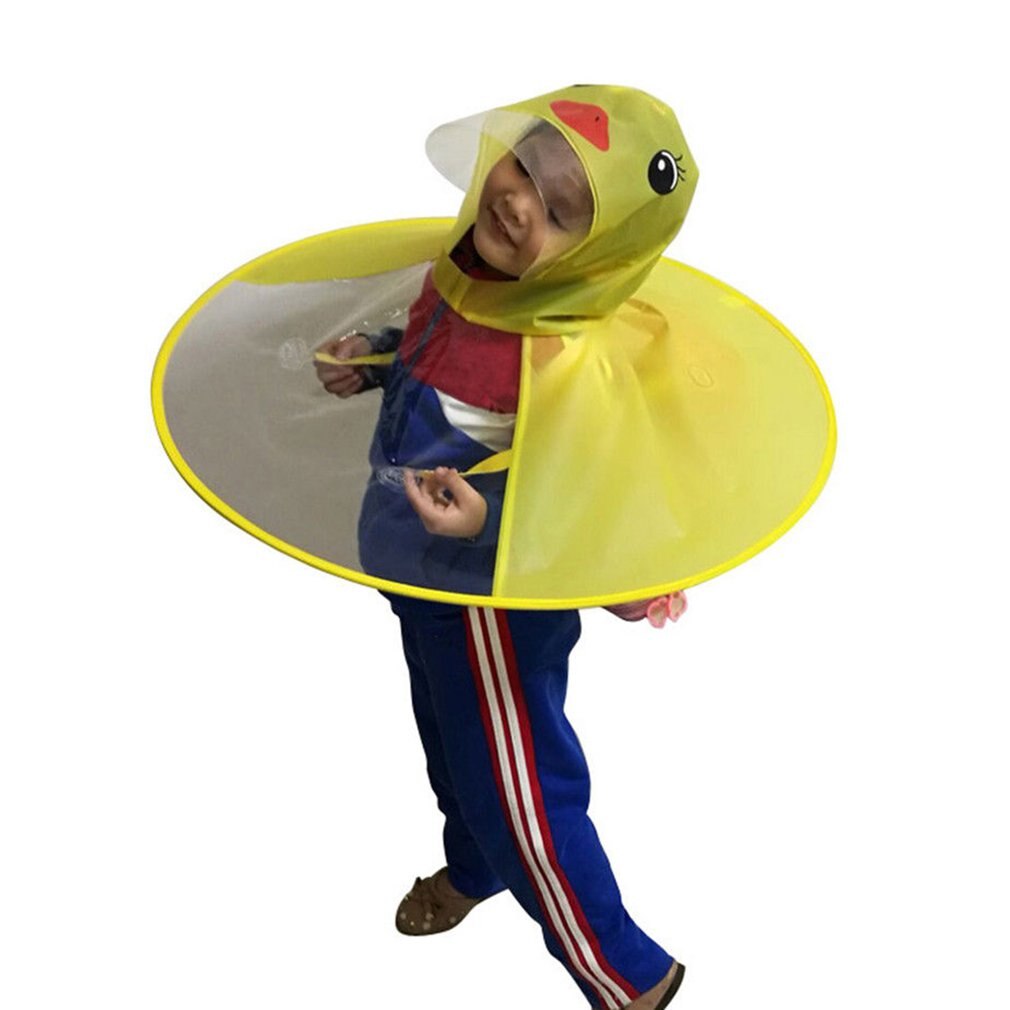 Cartoon Duck Rain Hat Foldable Children Raincoat Umbrella Cape Cute Rain Coat Cloak Universal for Boys Girls: Default Title