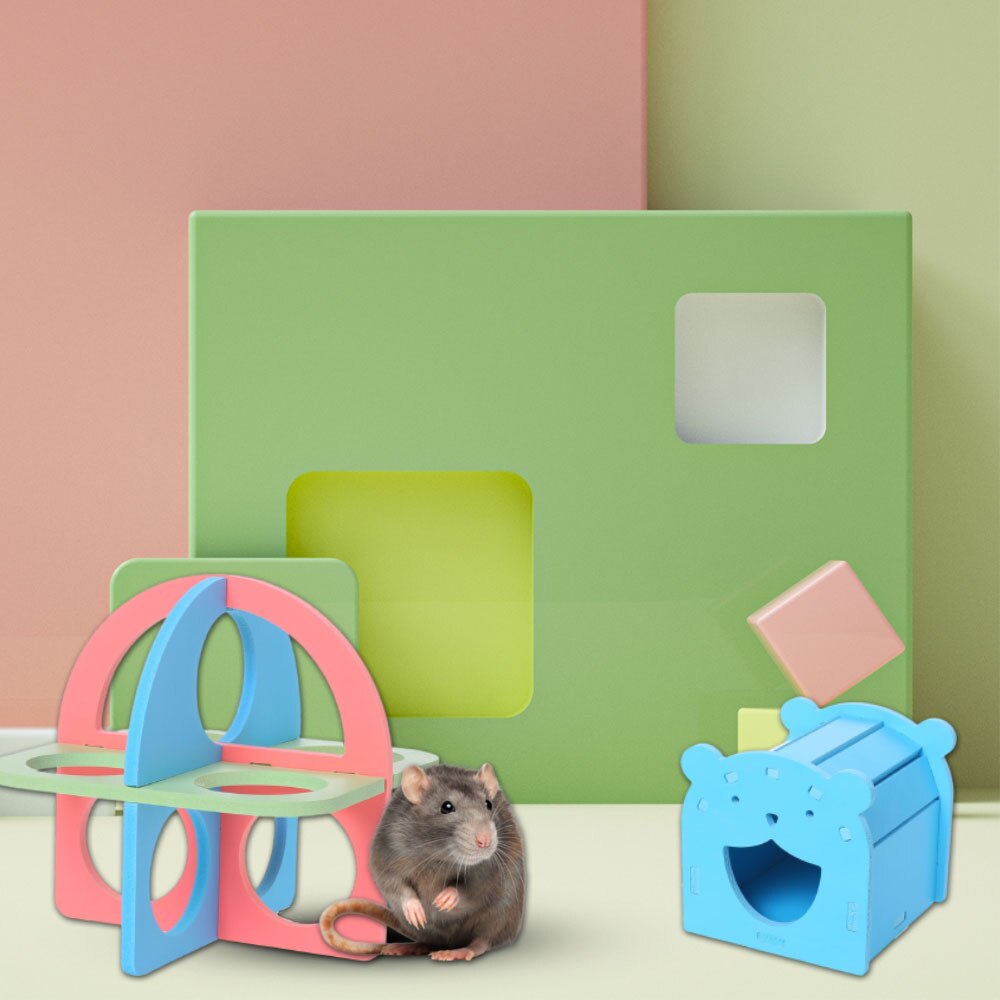 Hamster regnbuebro vippe gynge legetøj træningslegetøj chinchilla marsvin aktivitet klatre sport hamster bur klatre sportslegetøj gør det selv