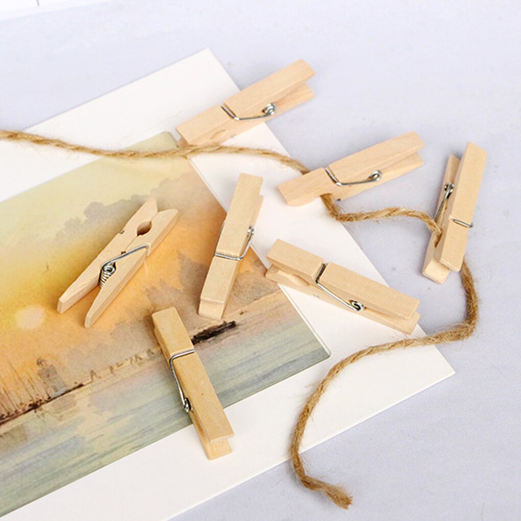 Clips de madera para álbum de fotos, Mini pinza para ropa, para colgar en la pared, 50/100/200 unidades