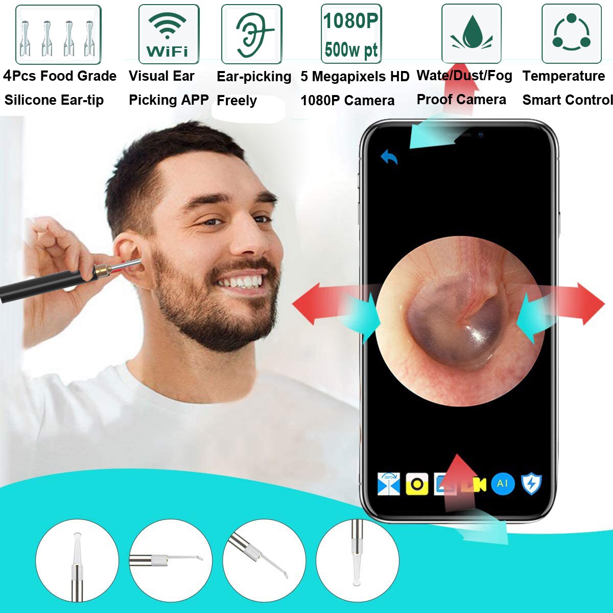 Wifi Earwax Remover Smart Visual Earpick Pen Wireless APP For IOS/Android Oral/ear Multifunction Examination Endoscope Camera