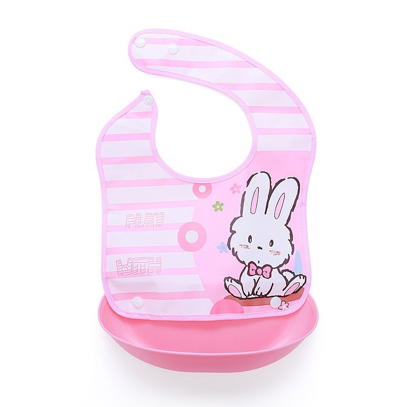 1 Pcs Waterproof Baby Bibs Apron Cute Cartoon Baby Bibs Towel Adjustable Detachable Baby Burp Bibs Infant Supplies: Pink bunny
