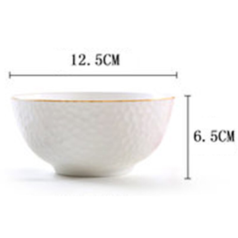 Ceramic Tableware Rice Bowl Hand-painted Gold Phnom Penh Soup Bowl Bone China Embossed Noodle Bowl Kitchen Accessories: 5 inch