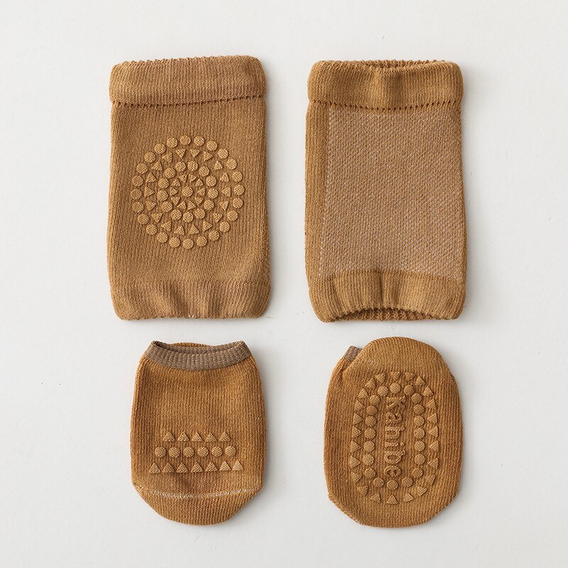 Baby Kniebeschermers Sokken Set Anti Slip Sokken Knieschijf Kid Kruipen Veiligheid Vloer Sokken Knie Protector Voor Meisjes Jongens Accessoires