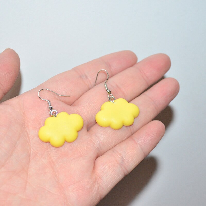 Pendientes colgantes de nube blanca para mujer y niña, aretes de gota de nube rosa/azul/verde/púrpura/naranja, joyería de de Ciencia: Yellow