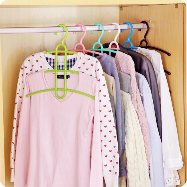 Magic Slip-resistant Plastic Drying Racks Fish Bone Multi-layer Clothes Hanger Wardrobe Organizer Clothing Support 2 Pieces/Lot