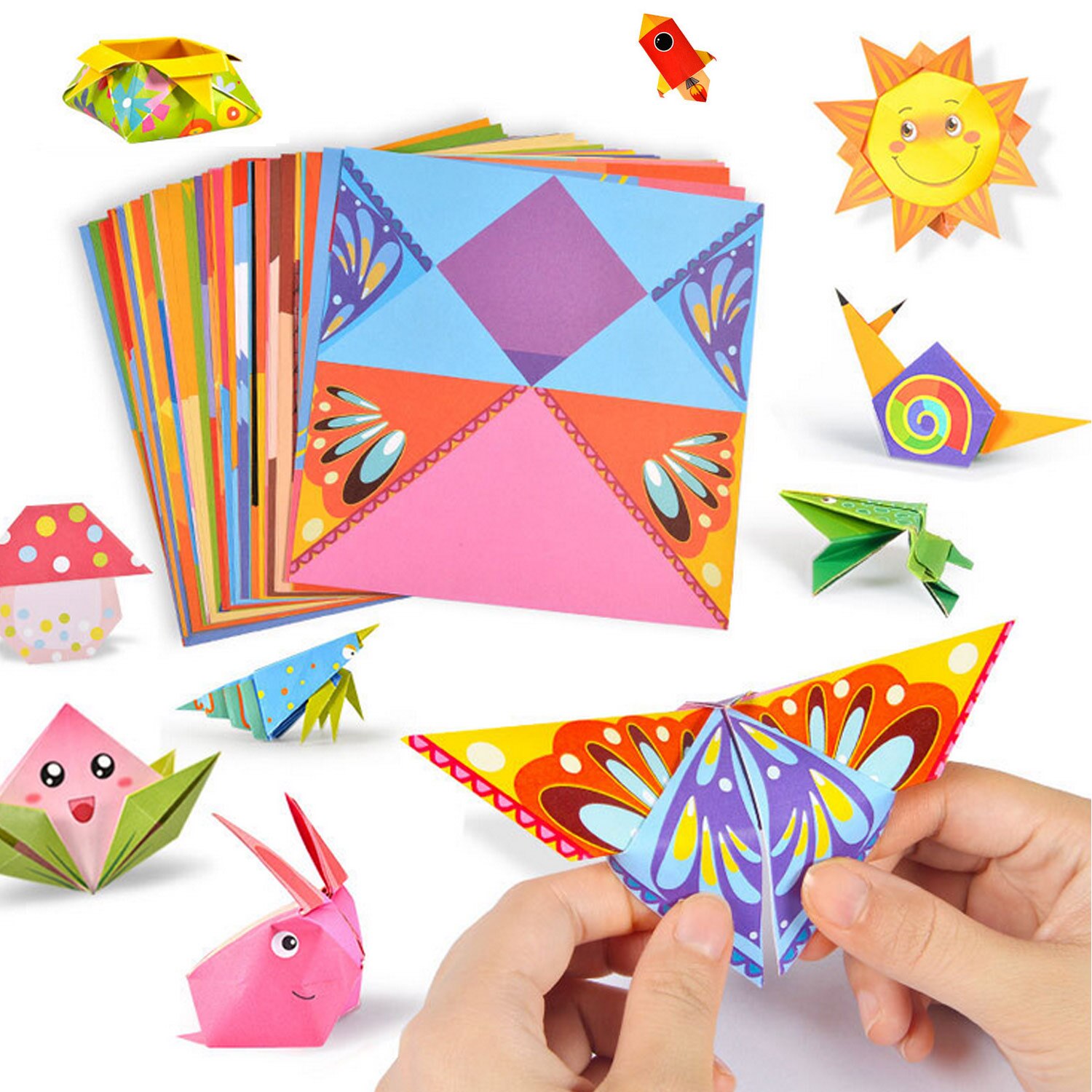 152 Sheets 3D Kids Origami Cartoon Animal Book Folding Paper for Children DIY Crafts Paper Art Projects Early Educational Toys: 54pcs Daily Life