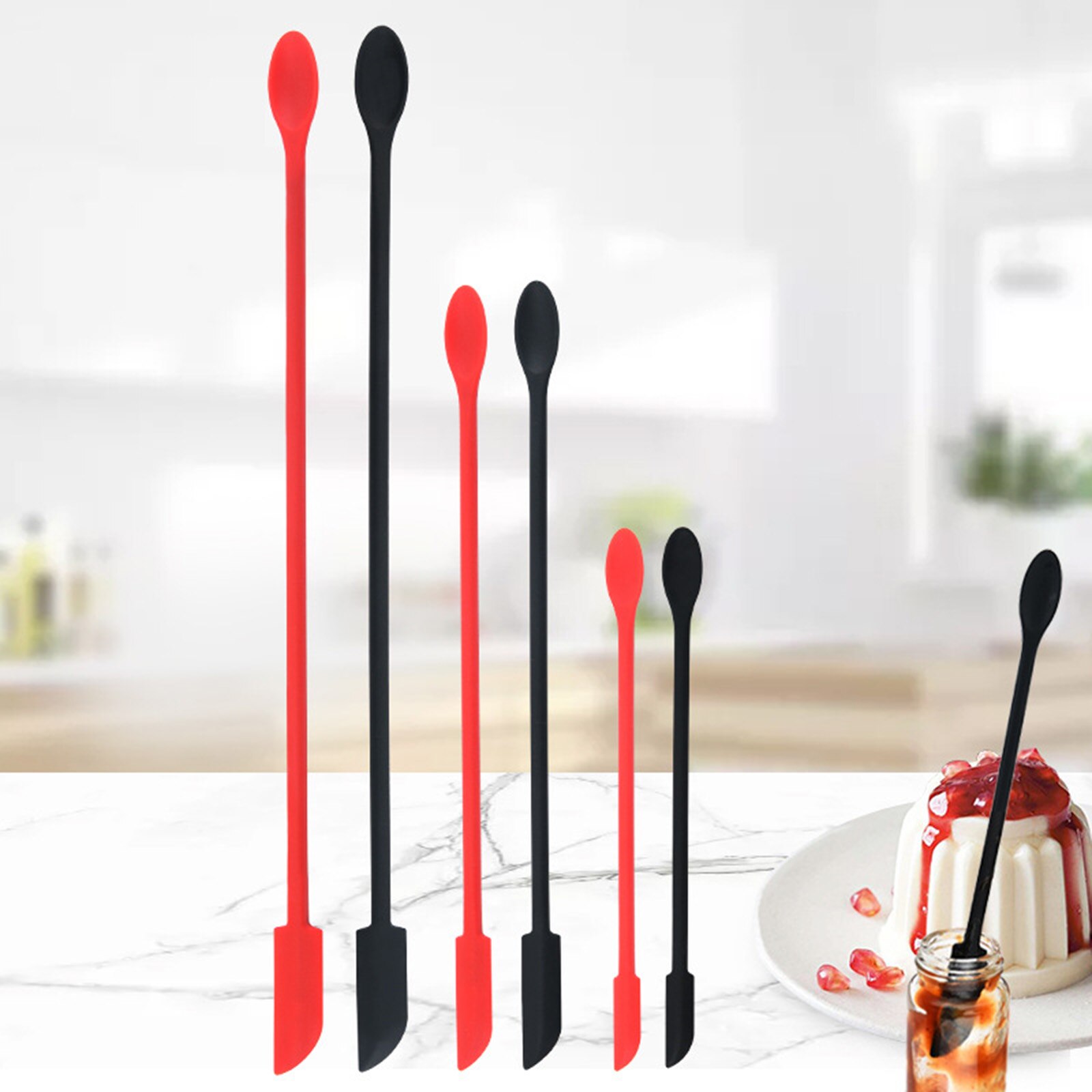 Mini Silicone Spatulas Double Head Long Thin Handle Scrapers Spoon Kitchen Tools for Fruit Jam Cake Sauce Mayonnaise