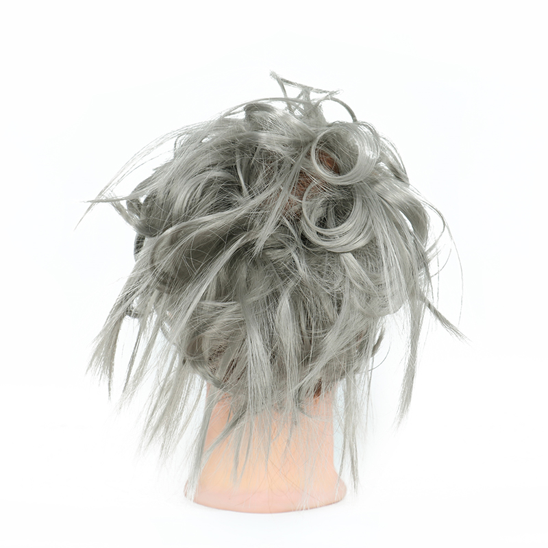 Xinran syntetisk hårstykke rodet knold pjusket hårstykke elastikbånd chignon hår krøllet scrunchie updo cover til kvinder 17 farver: Dimgray