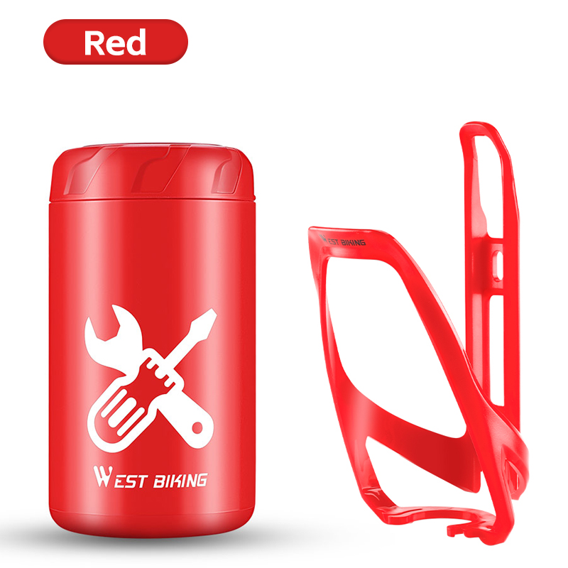 West biking cykel vattenflaskhållare racercykel flaskhållare med cykel reparationsverktyg kapsellåda cykel vattenkokare ramutrustning: Brun