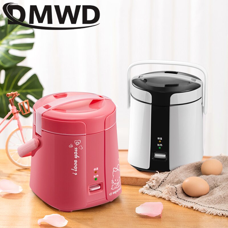 DMWD 1.2L Multifunction Mini Electric Rice Cooker 2 Layers Heating Food Steamer Multifunction Meal Cooking Pot 1-2 People Lunch