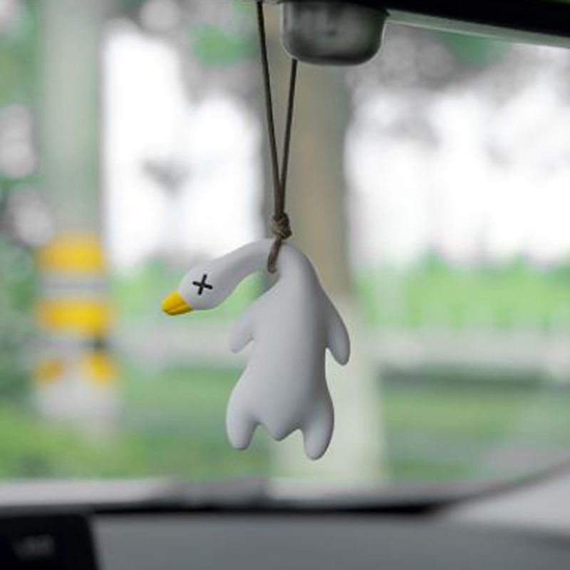Swing Goose Car Pendant Funny Swing Duck Car Hanging Ornament Car Rear View Decoration Accessories