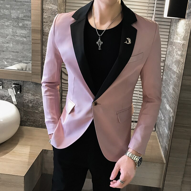 Djup v sexig outfit herr snygg kavaj 4 färger brittisk stil slim fit kostym jacka herr kappa terno masculino väst kostym homme