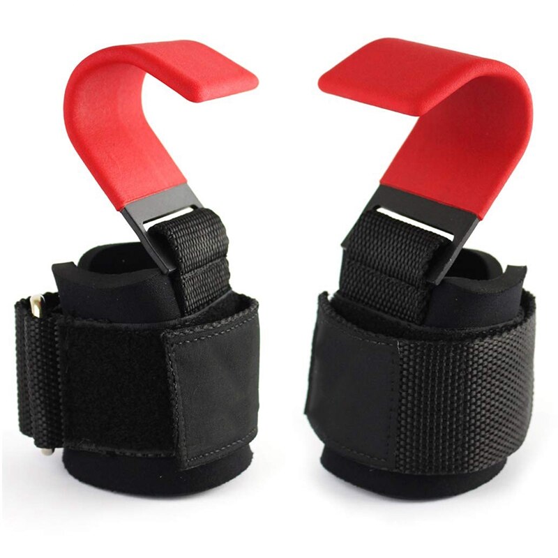 Weight Lifting Hook Grips With Wrist Wraps Hand-Bar Wrist Strap Gym Fitness Hook Weight Strap Pull-Ups: Rood