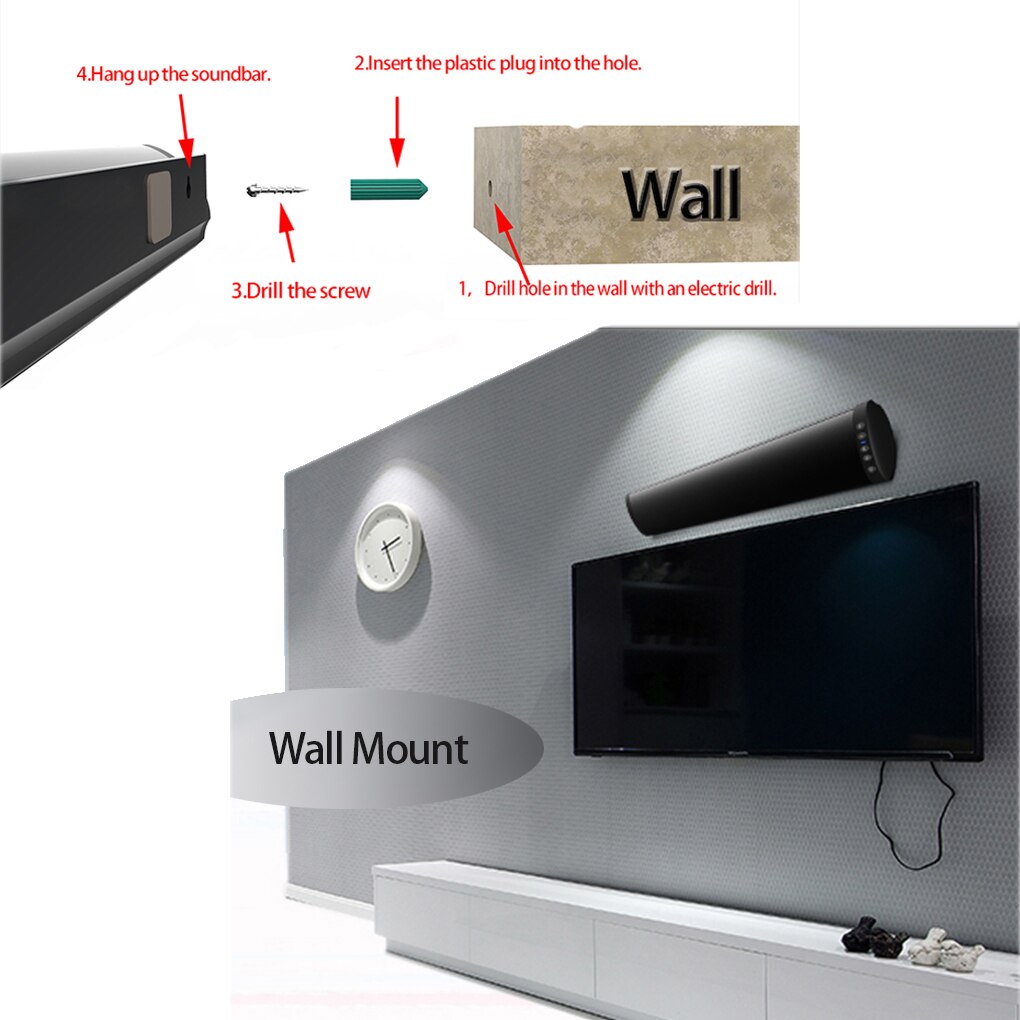 Caixa de som bluetooth 5.0 sem fio 20w, alto-falante estéreo home theater 3d surround, sistema de som usb, barra de som para pc, tv e alto-falante