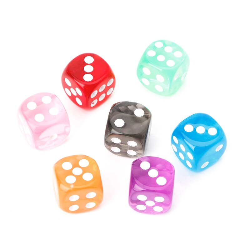 10pcs Six Sided 15mm Transparent Cube Round Corner Portable Table Playing Games