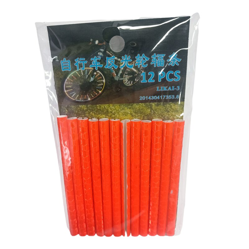 12 stk sykkel terrengsykkel ridehjul felg eiker feste klips rør varsellys stripe reflektor reflekterende utendørs 75mm: 02 oransje