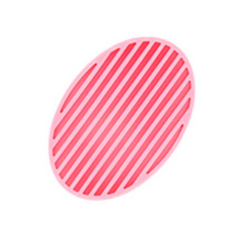 Farverig silikone fleksibel sæbeskål plade bakke afløb ovale bærbare sæbeskå køkken køkken værktøj opbevaringsholder sæbeboks: Lyserød
