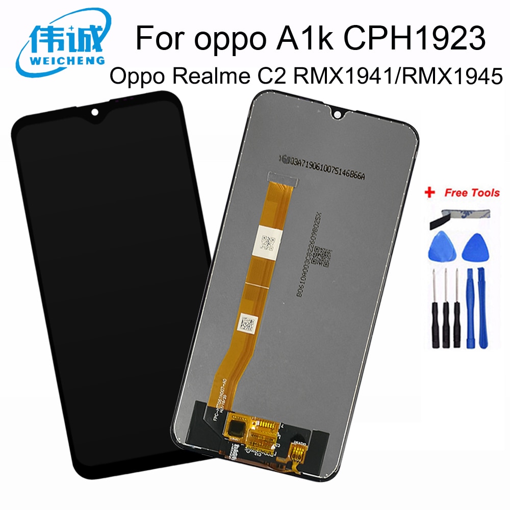 Negro 6,1 pulgadas para Oppo A1k CPH1923/para Oppo Realme C2 RMX1941 RMX1945 pantalla LCD MONTAJE DE digitalizador con pantalla táctil