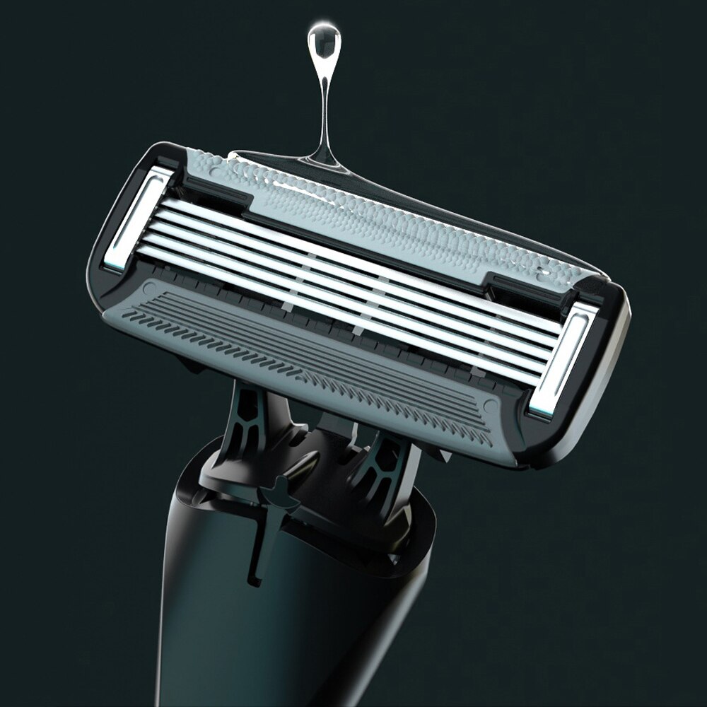 Schick 5 Lagen Handleiding Scheermesjes Mannen Baard Scheren Haar Scheerapparaat Wasbare Machine Metalen Houder Scheermes Haar Verwijderen