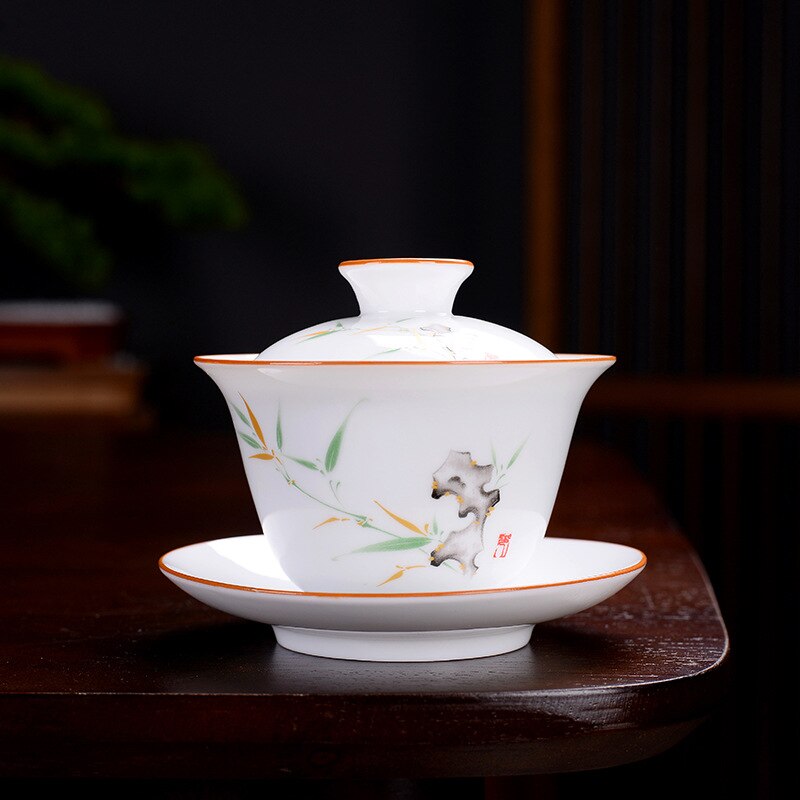 Kinesiske traditioner gai wan teskål ben kina tesæt dehua gaiwan te porcelæn grydesæt til rejse smuk og let kedel: 05