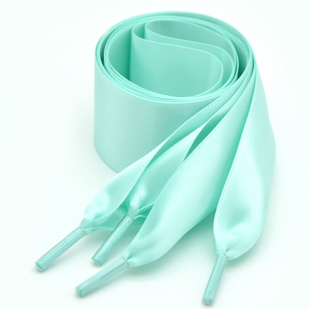 1 Paar 2Cm Breedte 80Cm Platte Satijn Zijde Lint Schoenveters Polyester Veters Sneaker Sport Schoenen Lace Strings: green / 100cm