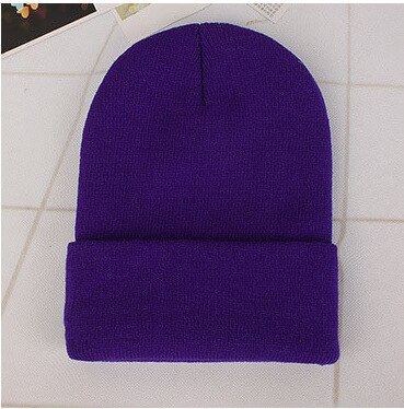 Solid Winter Beanie Hats for Women Men Warm Knitted Crochet Skullies Hat Autumn Unisex Beanies Caps Boys Girls Wild Accessories: Purple