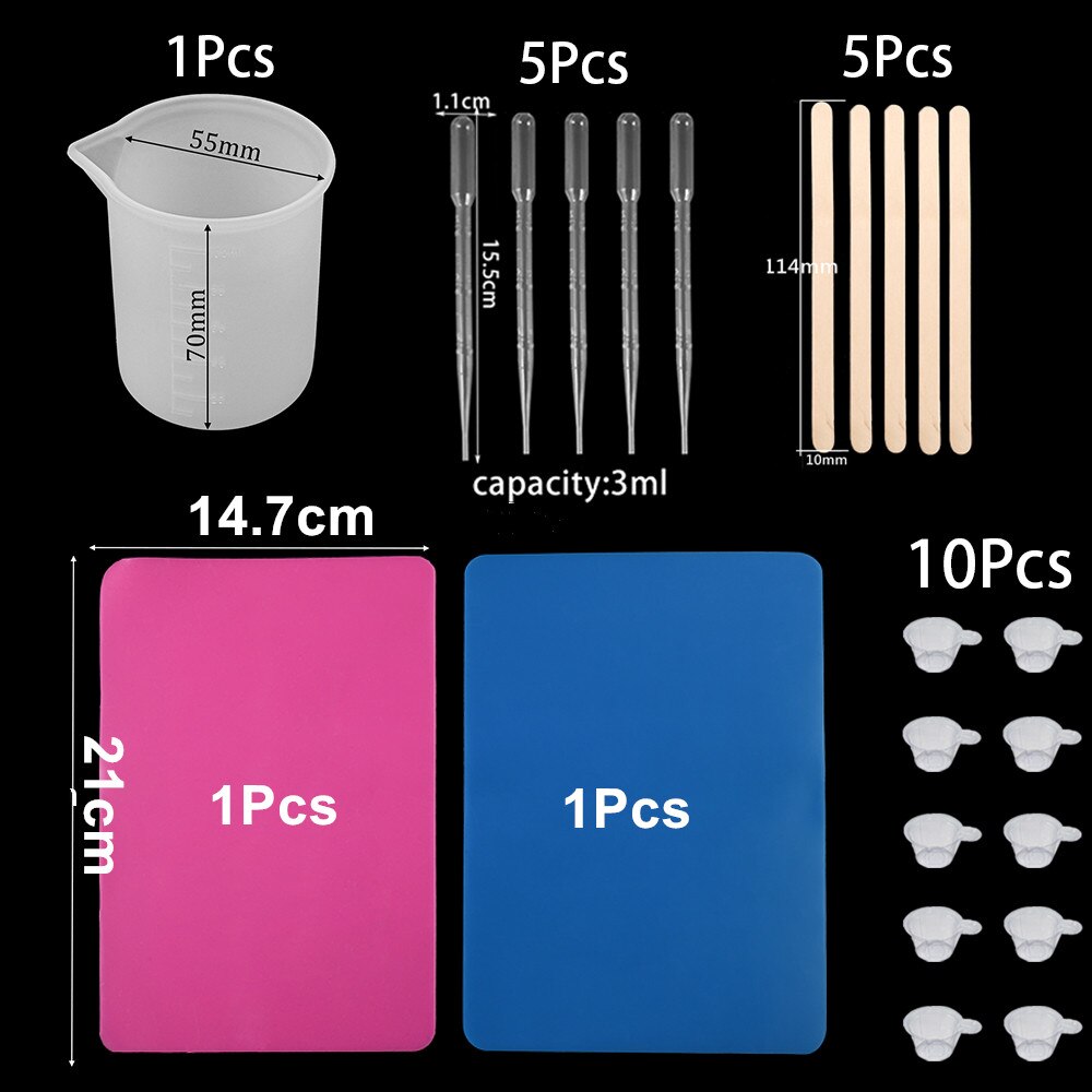 1Set Epoxy Harz, Der Werkzeuge UV Epoxy Harz Casting Machen Schmuck Erkenntnisse Set Messen Tasse Dropper Rühren Stick Werkzeuge