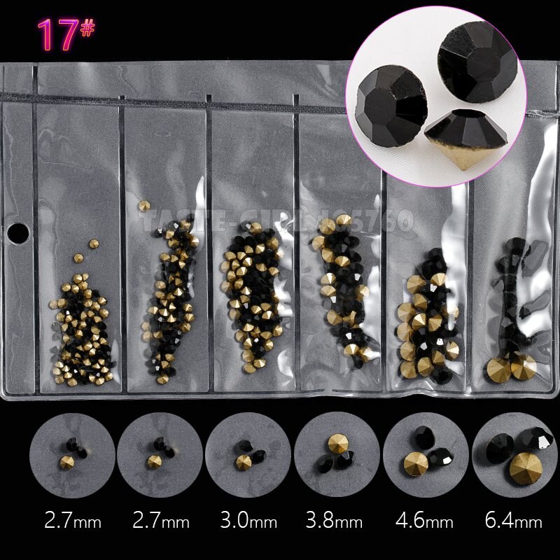6 Gitter/Pack mischen 5 Größen Nagel funkeln V-Boden Scharf Diamant Edelsteine Arylic Nagel Kunst Strass Juwel dekorationen Manikübetreffend DIY GZ: GZZ17