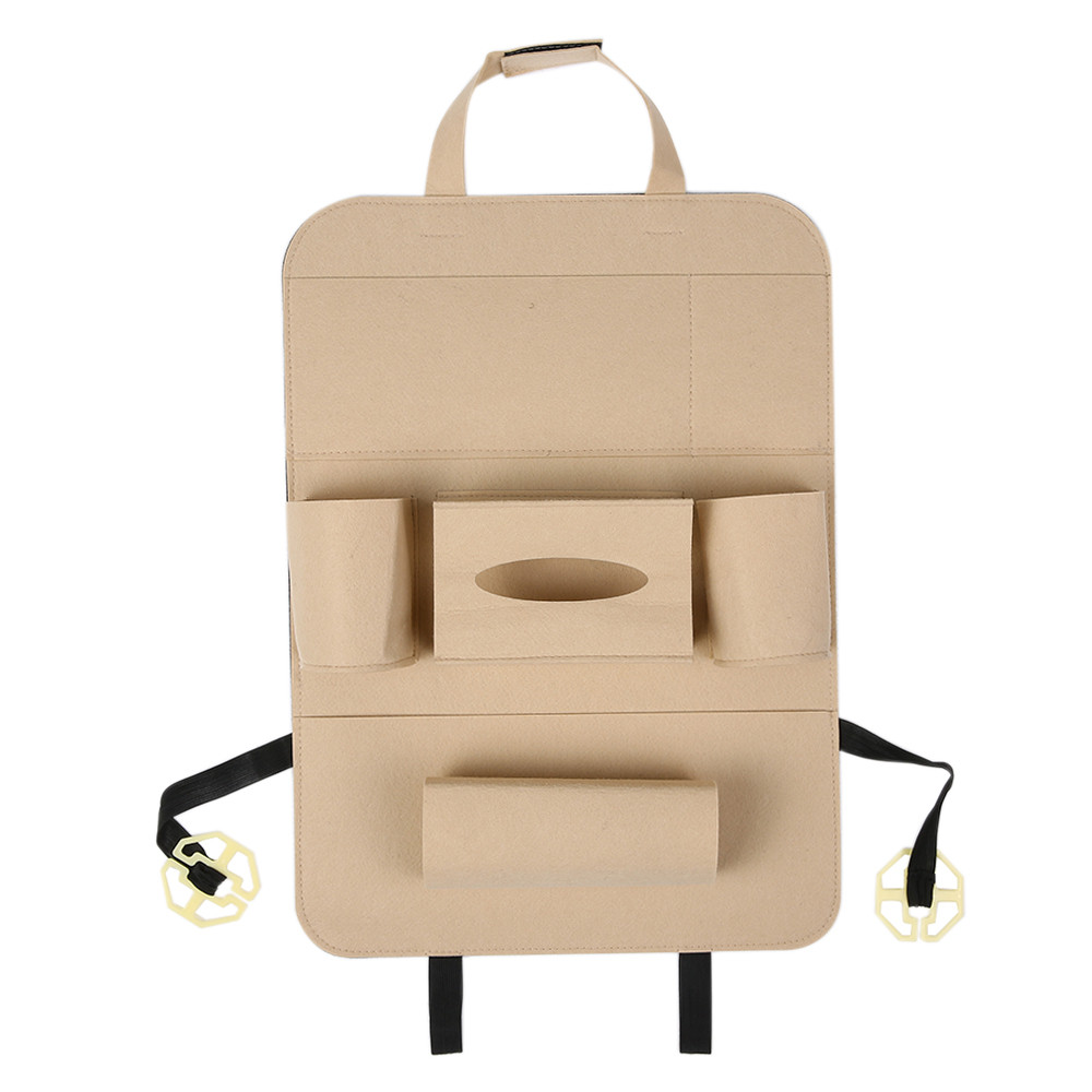 Auto voiture organisateur banquette arrière sac voiture-style titulaire multi-poche siège laine feutre stockage conteneur suspendus boîte voiture stockage pour enfant: Beige