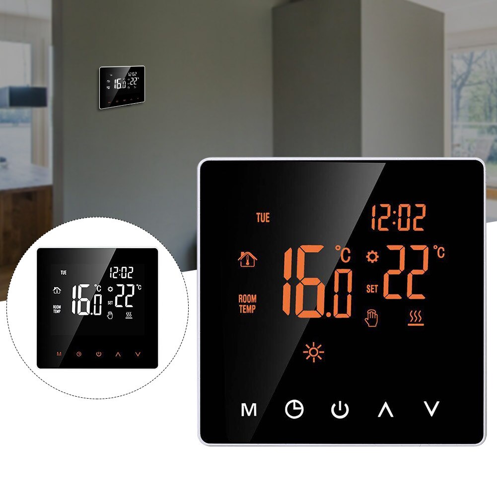 LCD Display Programmable Temperature Controller Touch Screen Flame Retardant PC Home Office Smart Thermostat Electric Heating: No WIFI