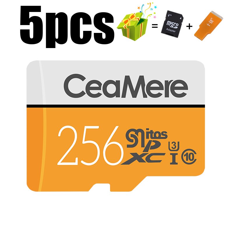 CeaMere tarjeta Micro SD 256GB/128GB/32GB UHS-3 64GB/16GB/8GB Clase 10 UHS-1 tarjeta de memoria Flash de 4GB de memoria Microsd gratis Tarjeta de lector