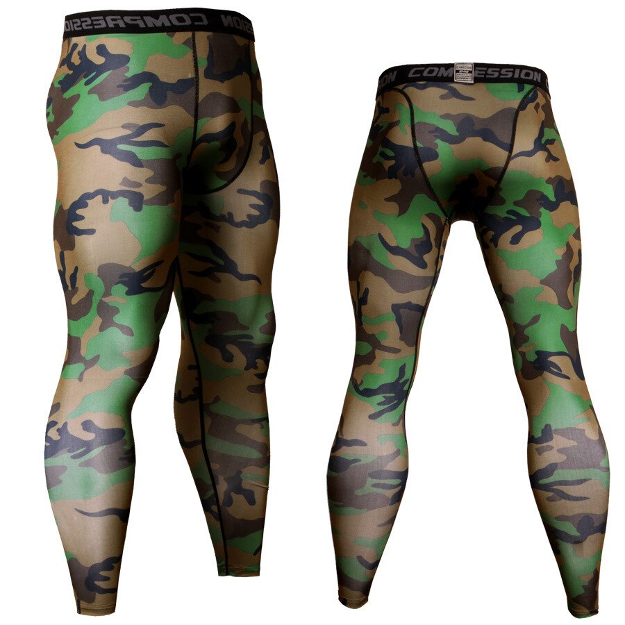 Menn kamuflasje kompresjon motorsykler sportsklær jogge t-skjorter leggings treningsdress sett menn treningsstudio Fitness crossfit klær: M / Bukser