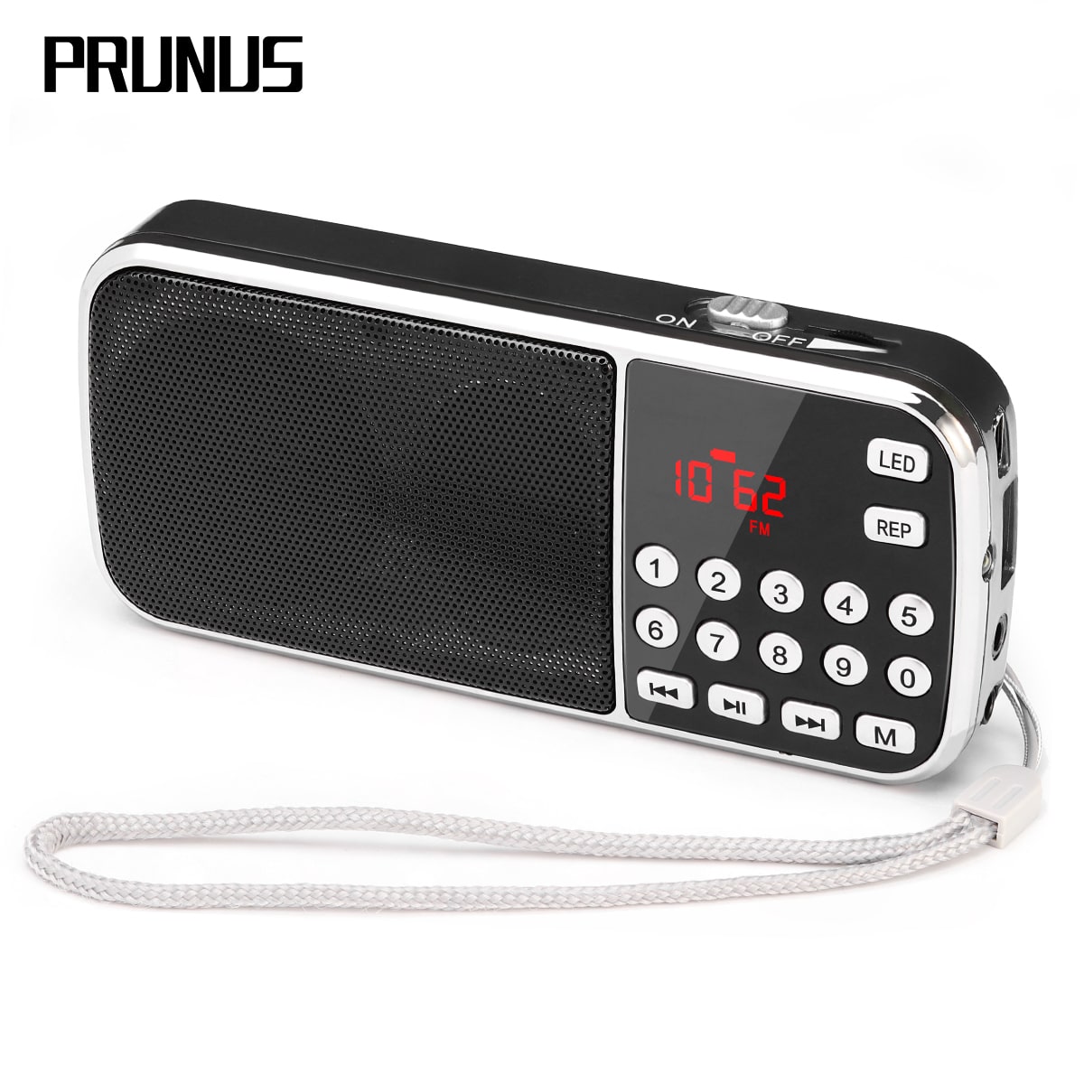 PRUNUS J-189 Mini Portable FM Hi-Fi USB SD MP3 Radio Digital Pocket Radio Receiver with Hidden Antenna Emergency Flashlight