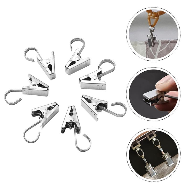 1 Set 50 Stuks Rvs Gordijn Clips Praktische Gordijn Haken (Staal Kleur)