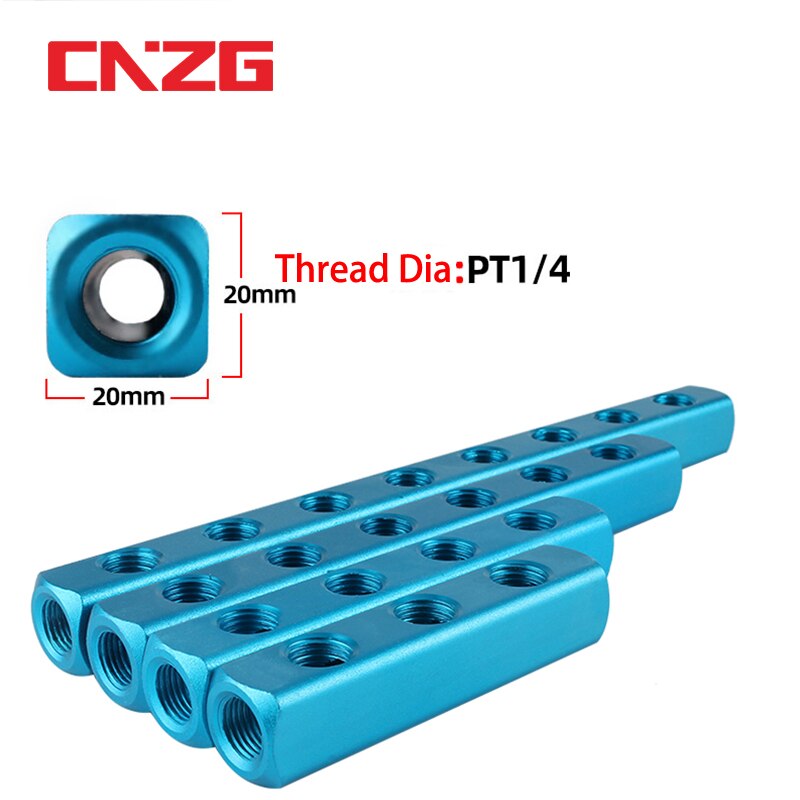 Distribuidor de colector de aire de 1/4 &quot;PT, puerto de rosca 2, 3, 4, 5, 6, 7, 8, 9 vías, conector rápido neumático, divisor de bloque de aluminio de manguera