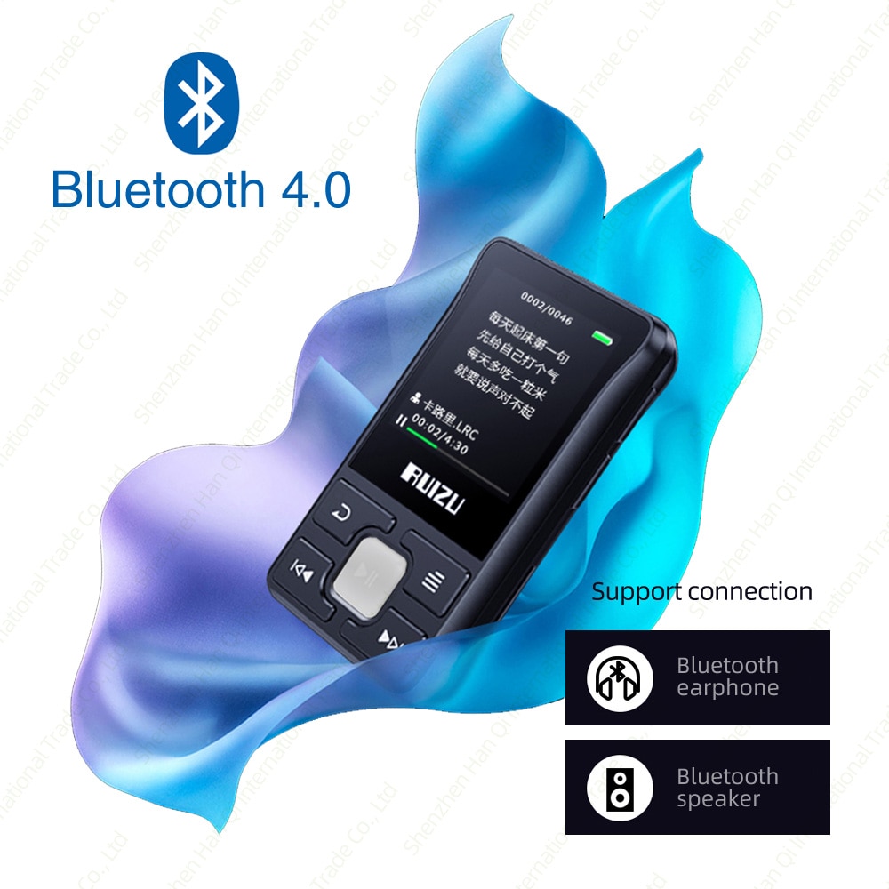 RUIZU-REPRODUCTOR DE música funcional X55 Clip Sport, portátil, con Bluetooth, MP3, 8GB, pantalla a Color, compatible con tarjeta TF, FM, grabación HD,
