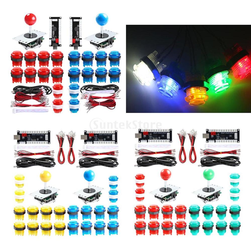 2 Speler Led Arcade Games Diy Onderdelen Kit Usb Controller Arcade Joystick Encoders + Arcade Joysticks + Knop Diy Computer kit