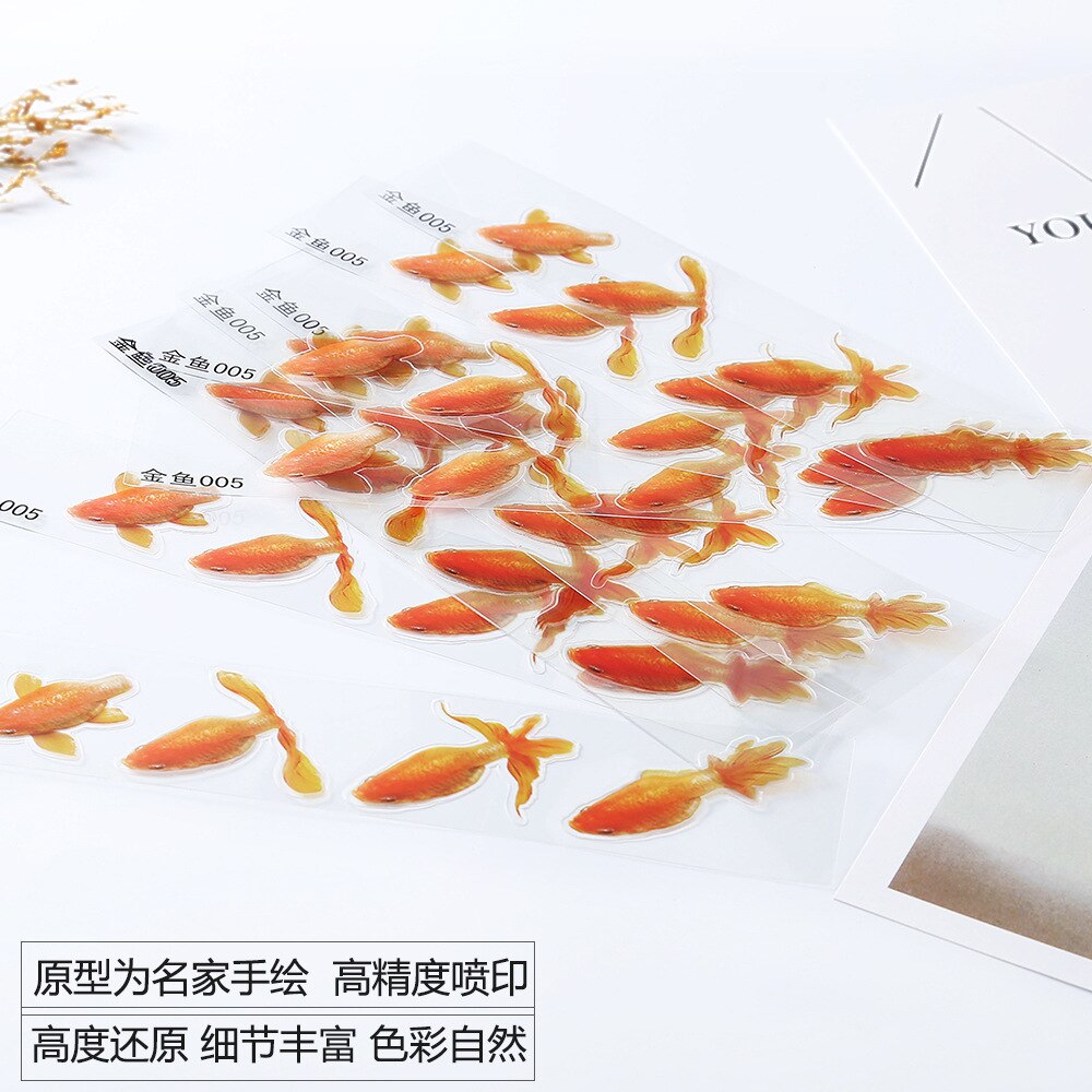 Resin Goldfish Sticker 3D Resin Goldfish Sticker Material Sticker Crystal Epoxy Goldfish Painting