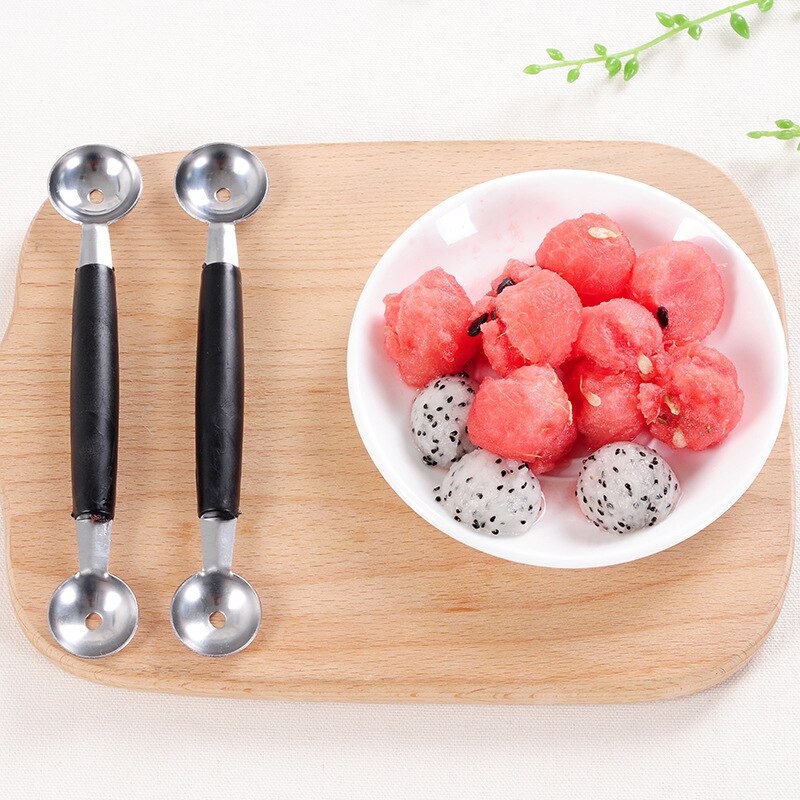 Utensilios de cocina multiusos de acero inoxidable de doble cabeza, cuchara para excavar sandía, bola para fruta, accesorios de cocina