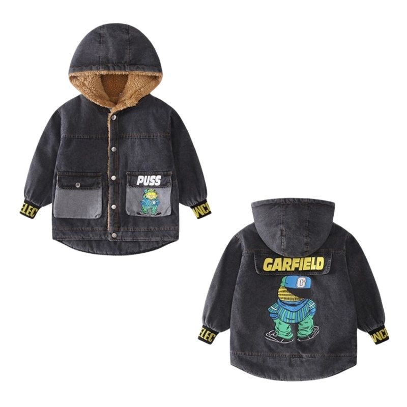 Midden En Oudere Kinderen Jongens Fleece Gevoerde Jas Winter Jongen Denim Parka Herfst Verdikte Kinderen Geul jas